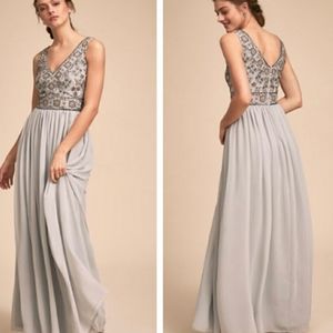 BHLDN Gray Embellished Maxi Dress